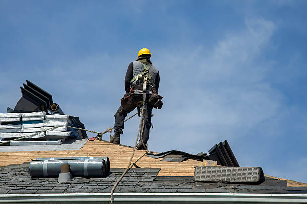 Professional Gutter Installation technician working in Hatfield, MA